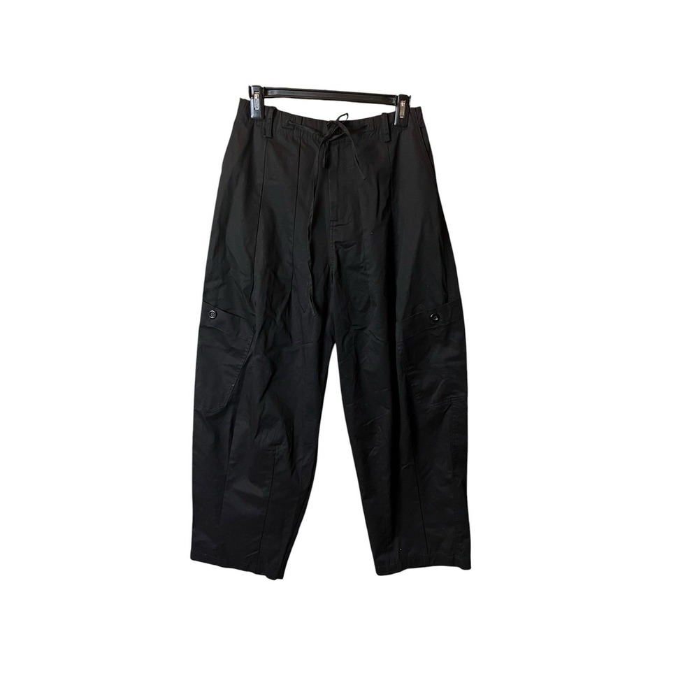 Et Clet Women's Pants Size Small Black Barrel Cargo Oversized Drawstring